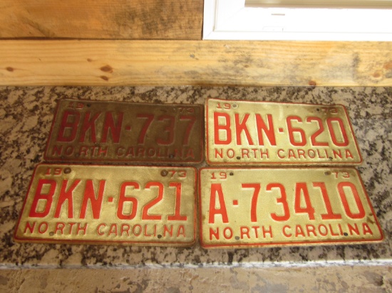 Set of 4- 1973  NC Vehicle Tags