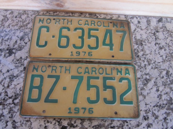 Lot of 2- 1976 NC Vehicle Tags