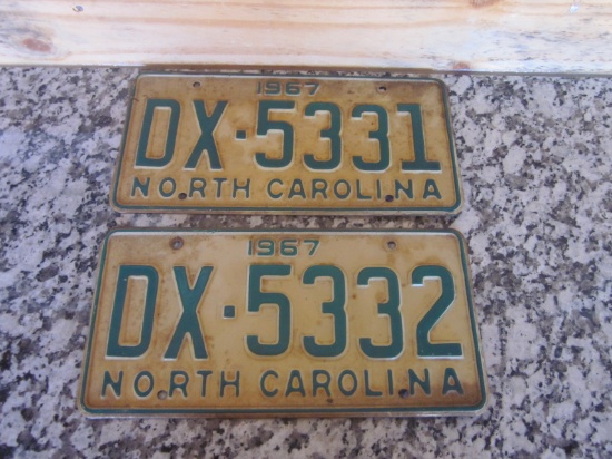 Lot of 2- 1967 NC Vehicle Tags