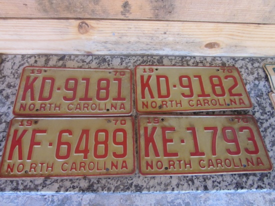 Lot of 4- 1970 NC Vehicle Tags