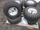 New Set of 4 Golf Cart Chrome Wheels & Kenda Tires