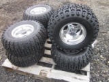 New Set of 4 Golf Cart Chrome Wheels & Kenda Tires