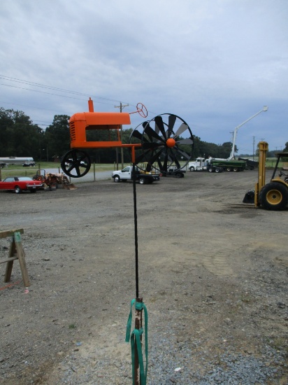 Orange Tractor Whirligig