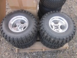 Set of 4 Aluminum Golf Cart Wheels & Tires