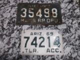 1969 MASS Tag & 1969 ARIZ Trailer Tag