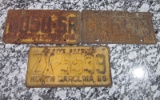 Lot of 3 NC Tags 1956, 1958, & 1962