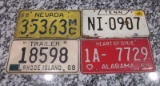 Lot of 4 Tags TN, NV, RI, & AL