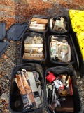 (6) Black Totes full of mower parts