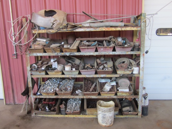 Metal shelf / contents/ bolts/ nuts/ etc