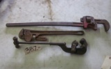 (2) Pipe Wrenches & (2) Pipe Cutters