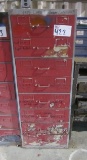 Red File Drawer Cabinet with Contents