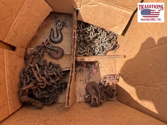10ft Chain with assorted chain pieces and hooks