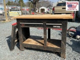 Shop Table with Contents with Saw Buck