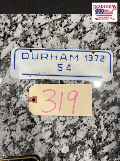 1972 Durham Motorcycle Town Tag