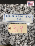 1972 Durham Motorcycle Town Tag