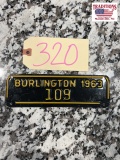 1963 Burlington Motorcycle Town Tag