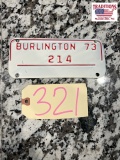1973 Burlington Motorcycle Town Tag