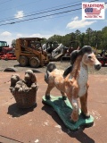 Concrete Dogs in basket & Concrete Horse Statues