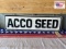 Acco Seed advertisement sign, 36” x 10”
