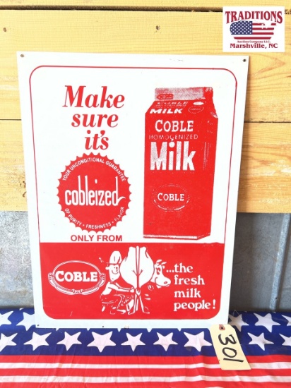Coble milk advertising sign 18“ x 24“