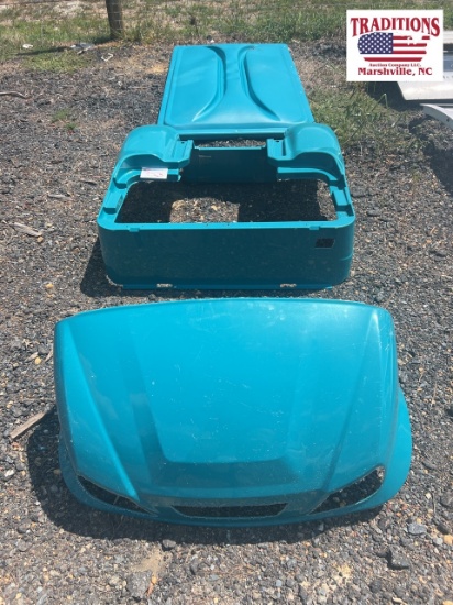 Teal three-piece golf cart body