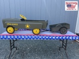 Army Jeep Theme with Trailer Pedal Car