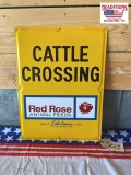 Cattle crossing metal Sign by Red Rose animal