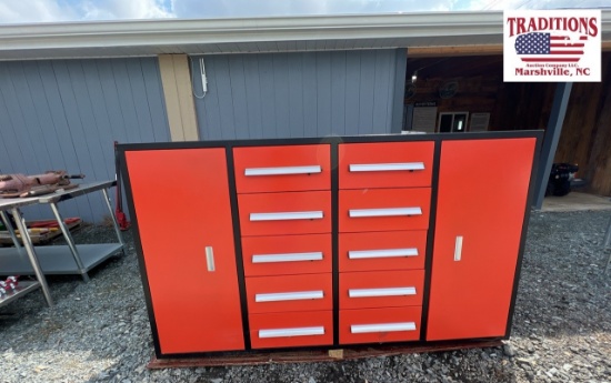 10 Drawer, 2 Door Work Cabinet