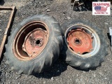 (2) Rear Tractor Wheels and Tires 12.4-28