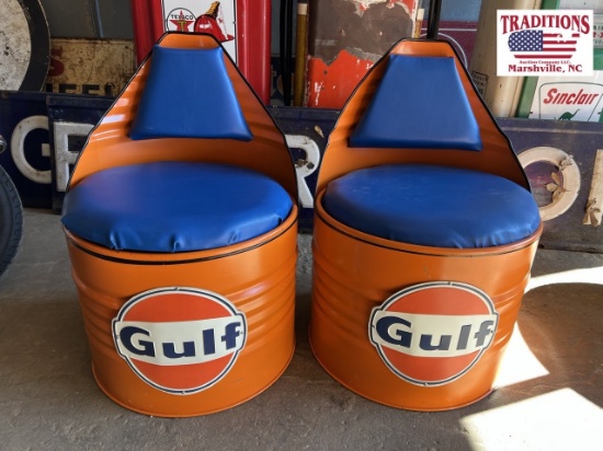 Pair of Gulf custom barrel chairs