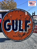 71 inch double sided porcelain Gulf dealer sign