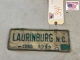 1980 Laurinburg, North Carolina town tag
