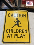 Caution children at play sign