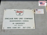 Sinclair pipeline company porcelain sign 18 x 12