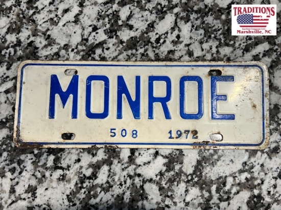 1972 Monroe NC Town Tag