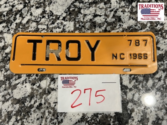1966 Troy NC Town Tag