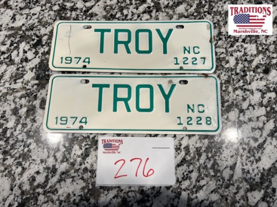 Lot of 2 1974 Troy NC Town Tags