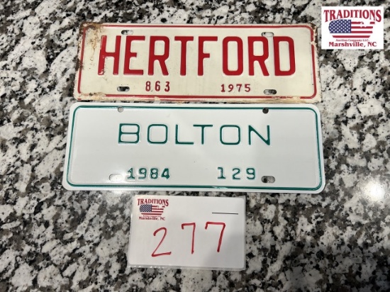 Lot of 2 Town Tags Hertford & Bolton