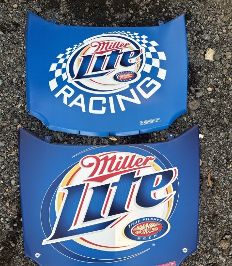 2 Miller Lite Racing Advertisment Hoods