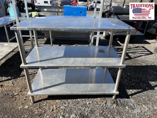 48" x 24“ x 42“ Three Shelf Stainless Steel Table
