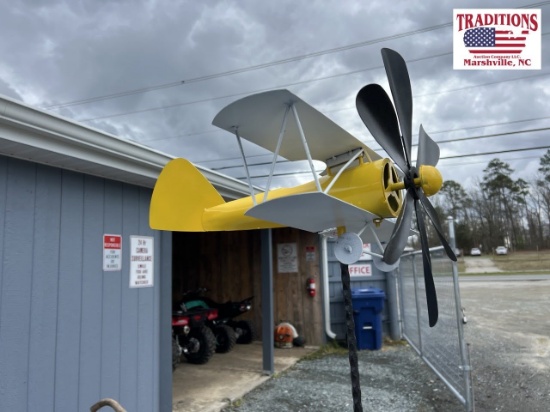 Yellow and white airplane Whirligig