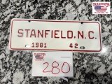 1981 Stanfield NC Town Tag