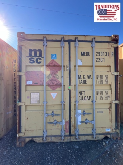 20ft x 8ft x 8ft Shipping Container - Yellow