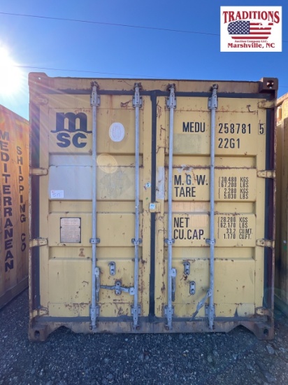 20ft x 8ft x 8ft Shipping Container - Yellow