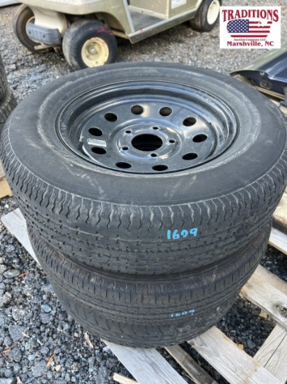 Set of 3- 5 Lug Wheels and ST205/75R15 Tires