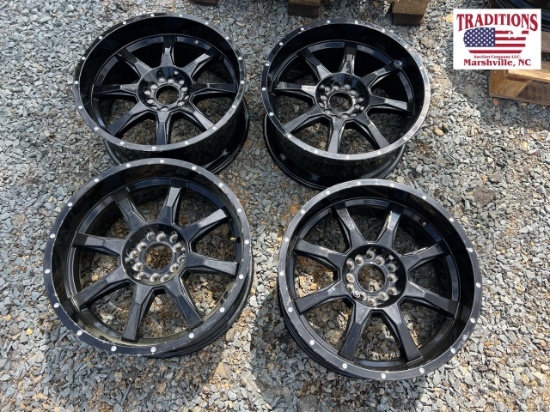 Set of 4 20x9 Uni Lug Black Wheels