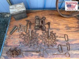 Mixed Lot: Wood Box/Hooks/etc