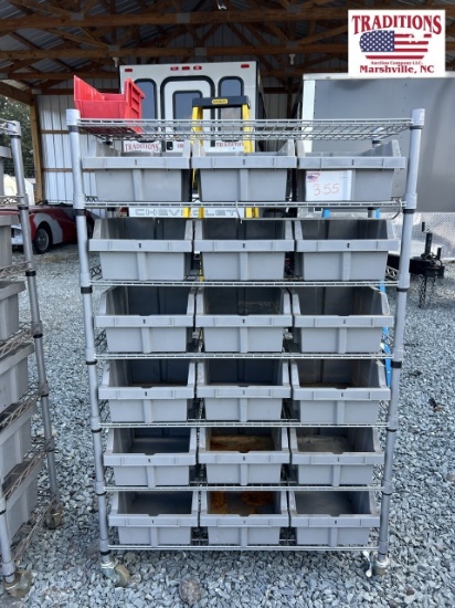 14x36x56 Metal Shelves w Plastic Containers