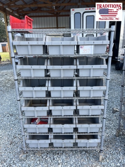 14x36x56 Metal Shelves w Plastic Containers