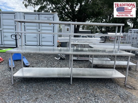 10ft Stainless Steel Table w Baker’s Shelf